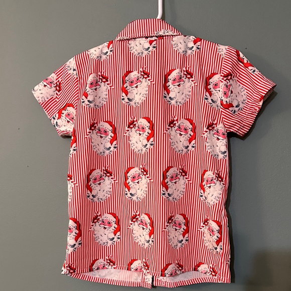 Red Striped Santa Kids Shirt - Picture 3 of 4